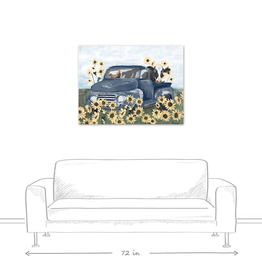 Farmhouse Animals in Truck 40" x 30" Canvas Wall Art